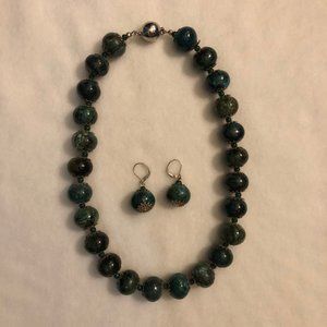Betsy Michaels Azurite Necklace with Earrings